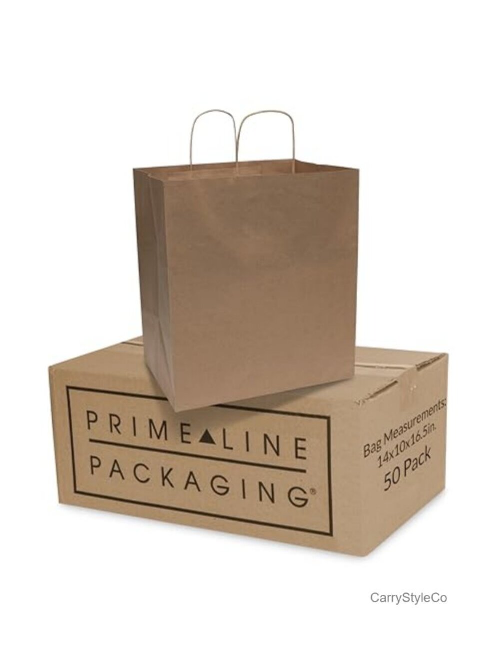 Kraft Paper Bags with Handles 14x10x16.5 In 50 Pack
